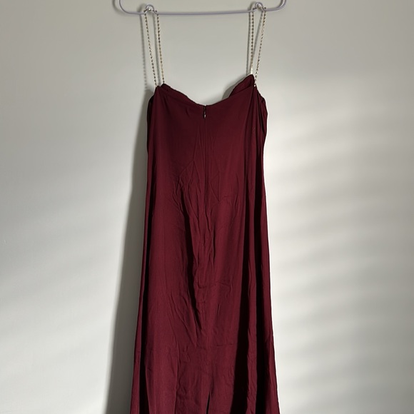 Reformation “Gray” burgundy midi dress with crystal straps - Picture 6 of 6